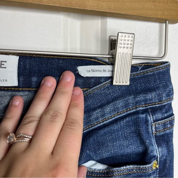 Frame Le Skinny De Jeanne Distressed Mid Rise Skinny Jeans Stellar Wash Size 25 - Picture 4 of 7